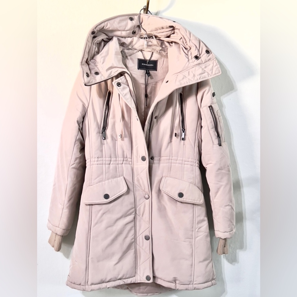 BCBGMAXAZRIA WOMENS SZ.XST LONG WINTER HOODED COAT FULL ZIP & SNAP CLOSURE